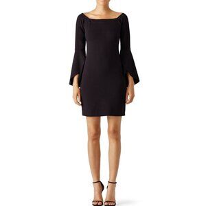 Slate & Willow Womens Black Janis Dress 6 Bell Sleeve Square Neck Cocktail Dress